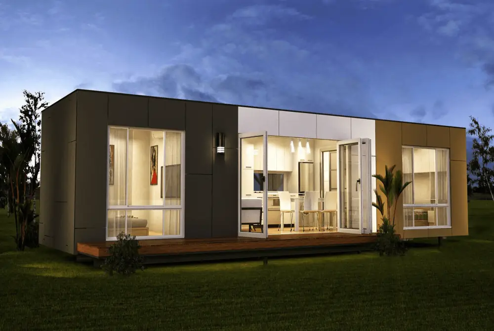 Containerhaus mit großen Fensterflächen