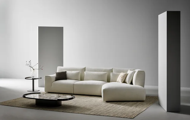 Bonaldo Aldebaran: Pale modular sofa with straight and curved elements · View 1