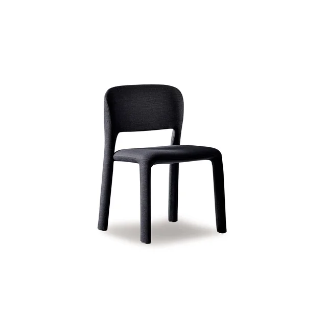Bonaldo Artemis: Dark fully upholstered chair with soft contours · View 4