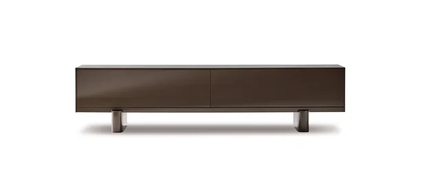 Bonaldo Blocco Sideboard: Lange dunkle Anrichte auf zwei gerundeten Stützen · Ansicht 4