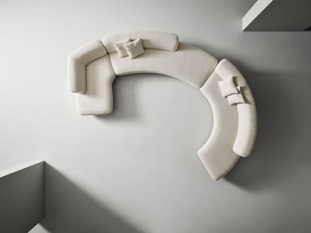 Bonaldo Grant: Long pale sofa with flowing curves and recessed supports · View 4