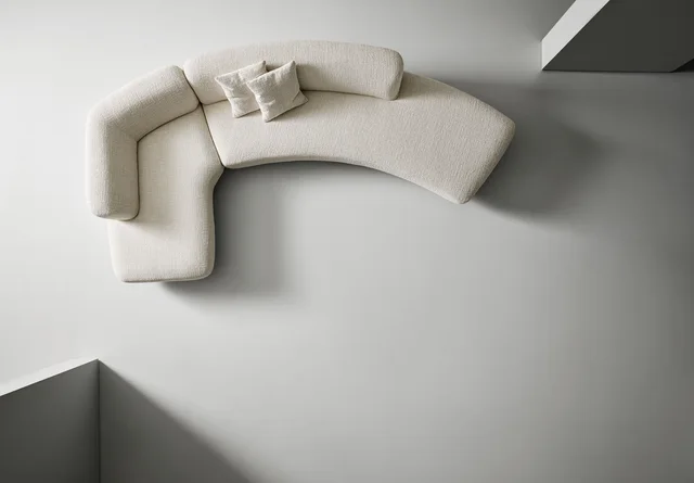 Bonaldo Grant: Long pale sofa with flowing curves and recessed supports · View 5