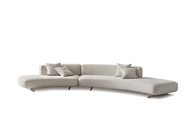 Bonaldo Grant: Long pale sofa with flowing curves and recessed supports · View 8