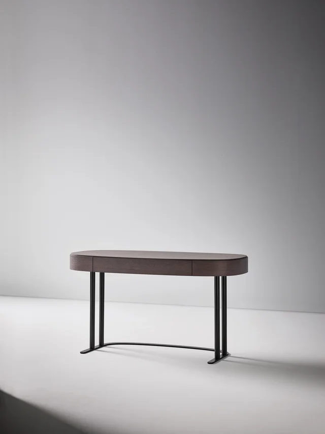 Bonaldo Isabey Desk: Desk with rounded corners and paired slender supports · View 3