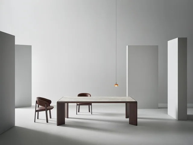 Bonaldo Oshi: Rectangular table with a dark frame and pale top · View 1