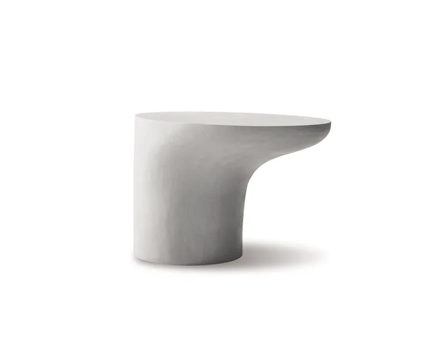 Bonaldo Sloan: Pale oval side table with a projecting top and substantial base · View 3
