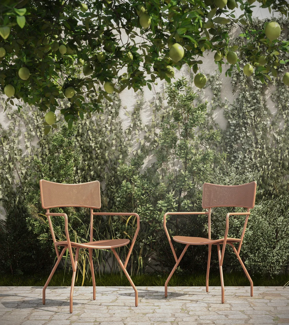 New Life Martina Outdoor & Dehors: Dehors chair with wooden back with armrests · View 1