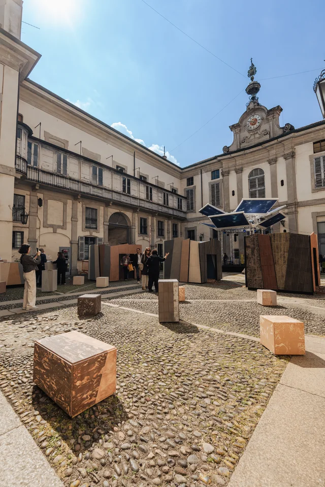 NovaBell Rare Heart 2026: Dolmen-like spatial installation in the Palazzo Litta courtyard · View 5