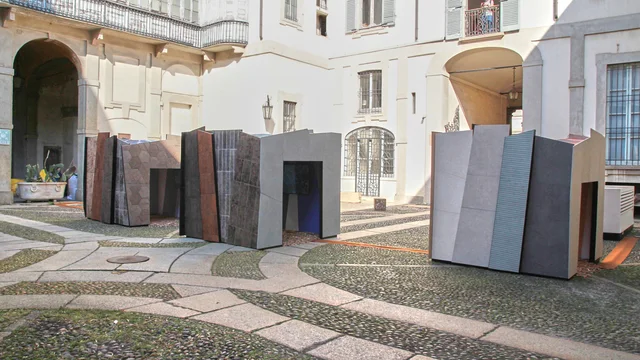 NovaBell Rare Heart 2026: Dolmen-like spatial installation in the Palazzo Litta courtyard · View 7