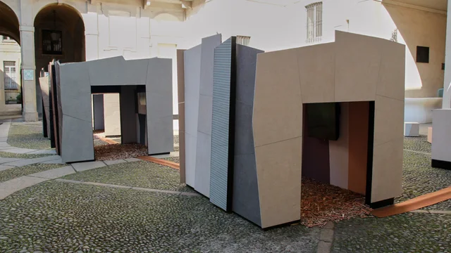 NovaBell Rare Heart 2026: Dolmen-like spatial installation in the Palazzo Litta courtyard · View 8