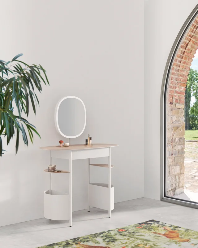 Opinion Ciatti Vanilla: Compact writing and dressing table with an oval mirror · View 7