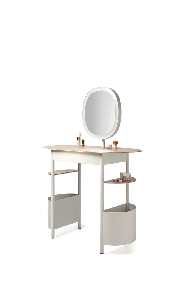 Opinion Ciatti Vanilla: Compact writing and dressing table with an oval mirror · View 9