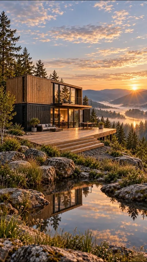 Das Holzhaus öffnet seine Glasflächen zum Tal – Symbolbild