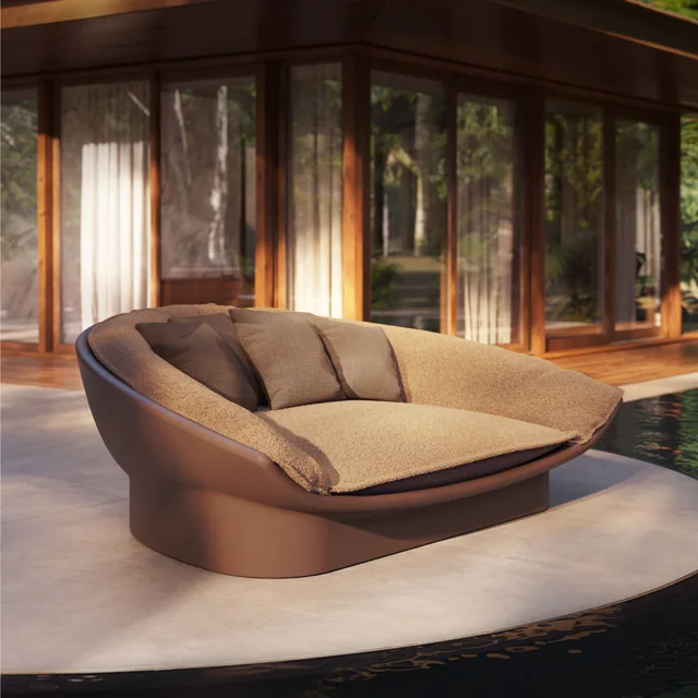 VONDOM LUNA: gepolstertes Sofa auf einem rund geformten Unterbau