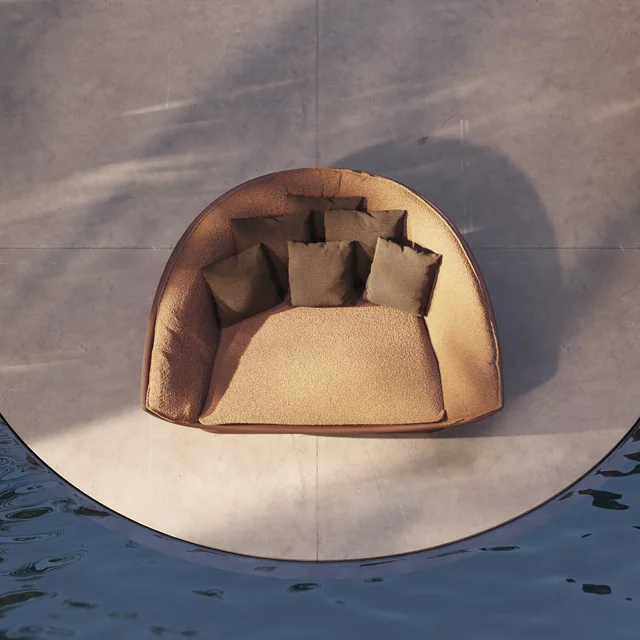 VONDOM LUNA: Draufsicht auf die gerundete Liegefläche des Daybeds