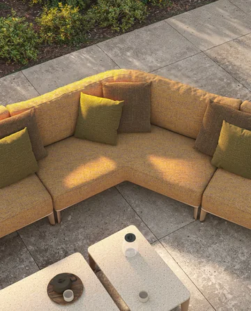 VONDOM PASADENA: orangefarbenes modulares Ecksofa mit Kissen in der Draufsicht