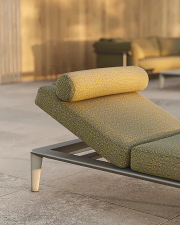 VONDOM PASADENA: Nahansicht einer Liege mit zylindrischem Kopfkissen